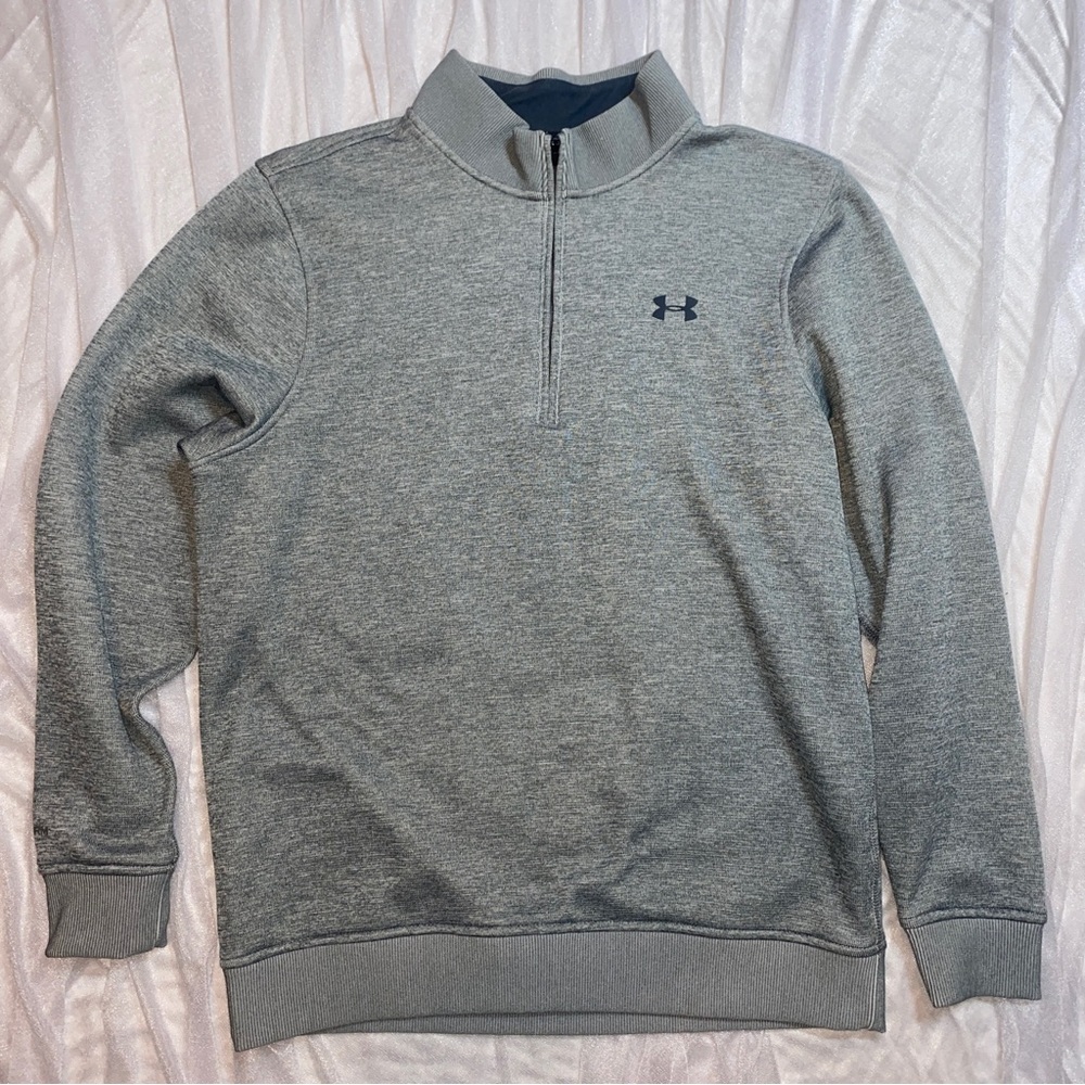 Men’s Under Armour Quarter Zip Pullover Sweatshirt Gray Size M Athletic Fleece